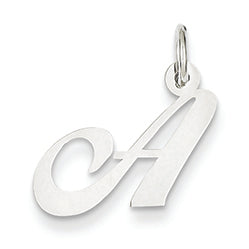 14K White Gold Small Fancy Script Initial Charm