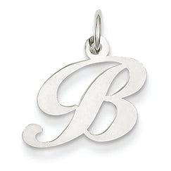 14K White Gold Small Fancy Script Initial B Charm
