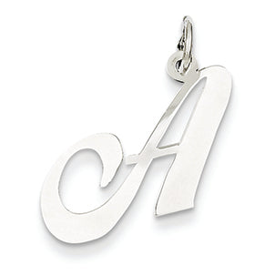 14K White Gold Medium Fancy Script Initial Char