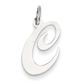 14K White Gold Medium Fancy Script Initial C Char