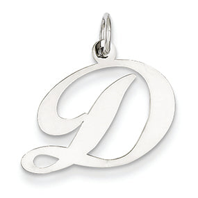 14K White Gold Medium Fancy Script Initial D Char