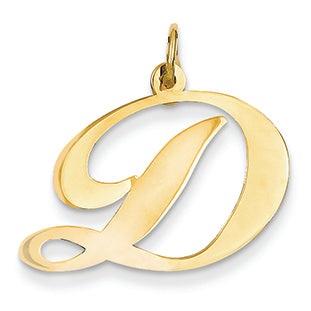 14K Gold Large Fancy Script Initial D Charm