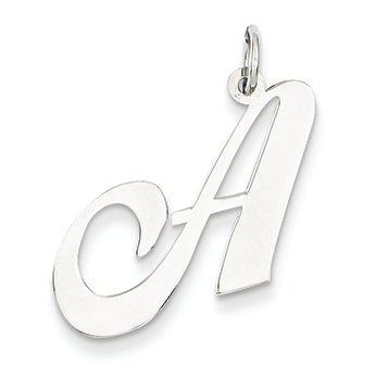 14K White Gold Large Fancy Script Initial Charm