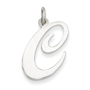 14K White Gold Large Fancy Script Initial C Charm