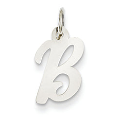 14K White Gold Small Script Initial B Charm