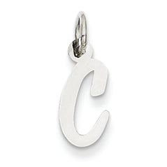 14K White Gold Small Script Initial C Charm