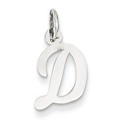 14K White Gold Small Script Initial D Charm