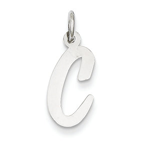 14K White Gold Medium Script Initial C Charm