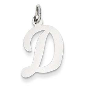 14K White Gold Medium Script Initial D Charm