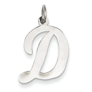 14K White Gold Large Script Initial D Charm