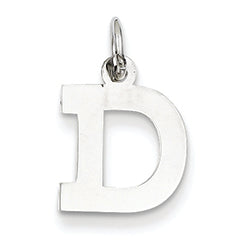 14K White Gold Small Block Intial D Charm