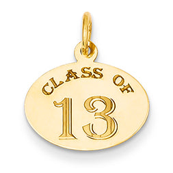 14K Gold Oval 13 Charm