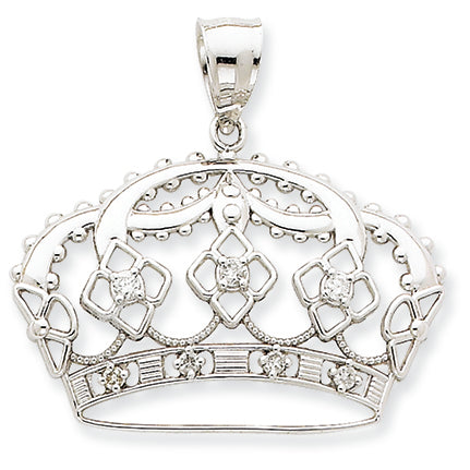 0.2 Carat 14K White Gold Diamond Crown Pendant