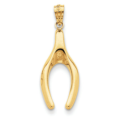 14K Gold Polished Wishbone Pendant