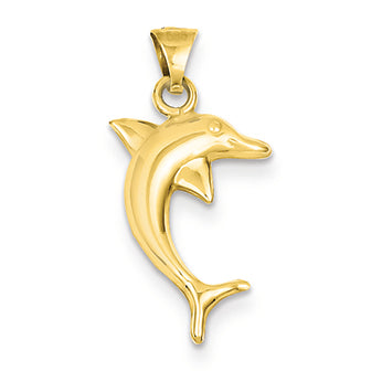 14K Gold Reversible Swarovski Elements Dolphin Pendant