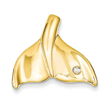 14K Gold Diamond Whale Tail Slide