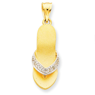 14K Gold and Rhodium Diamond Sandal Pendant