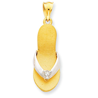 14K Gold and Rhodium Diamond Sandal Pendant