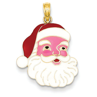 14K Gold Enamel Santa Pendant