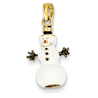 14K Gold 3-D Enameled Snowman Charm