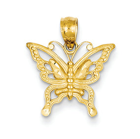 14K Gold D/C Butterfly Pendant