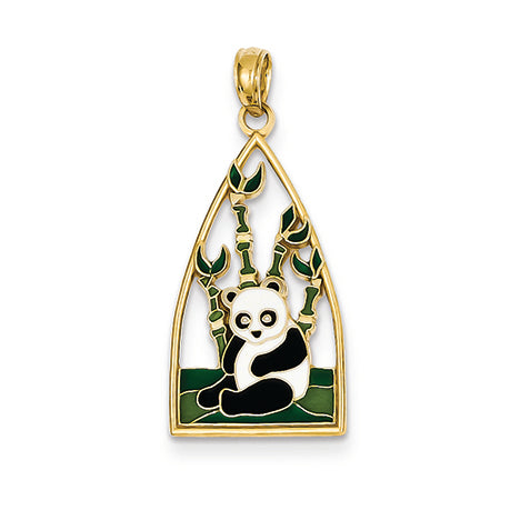 14K Gold Enameled Panda Bear Pendant