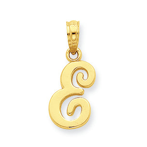 14K Gold E Script Initial Pendant