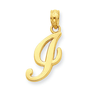 14K Gold I Script Initial Pendant