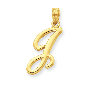 14K Gold J Script Initial Pendant