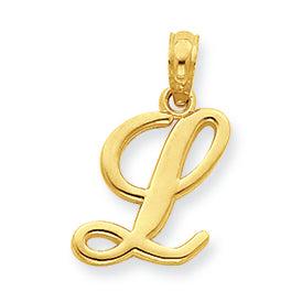 14K Gold L Script Initial Pendant