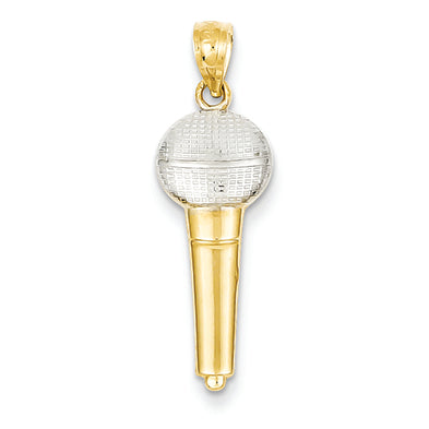 14K Gold and Rhodium Microphone Pendant