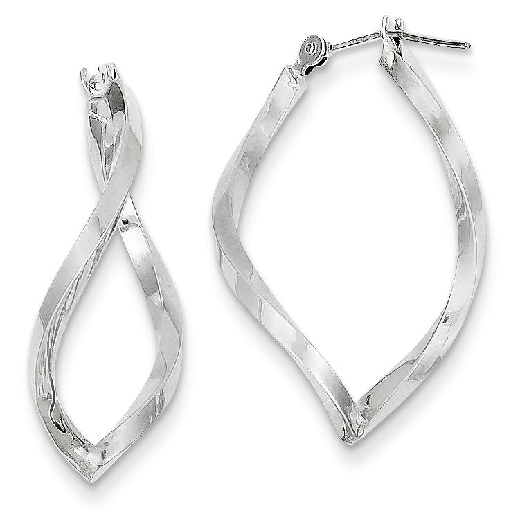 14K White Gold Curved Hoop Earring