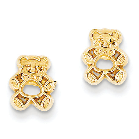 14K Gold Polished Teddy Bear Post Earrings