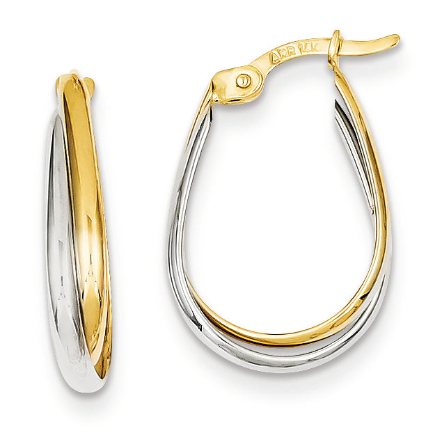 14K Gold Two-tone Double Polished Hoop