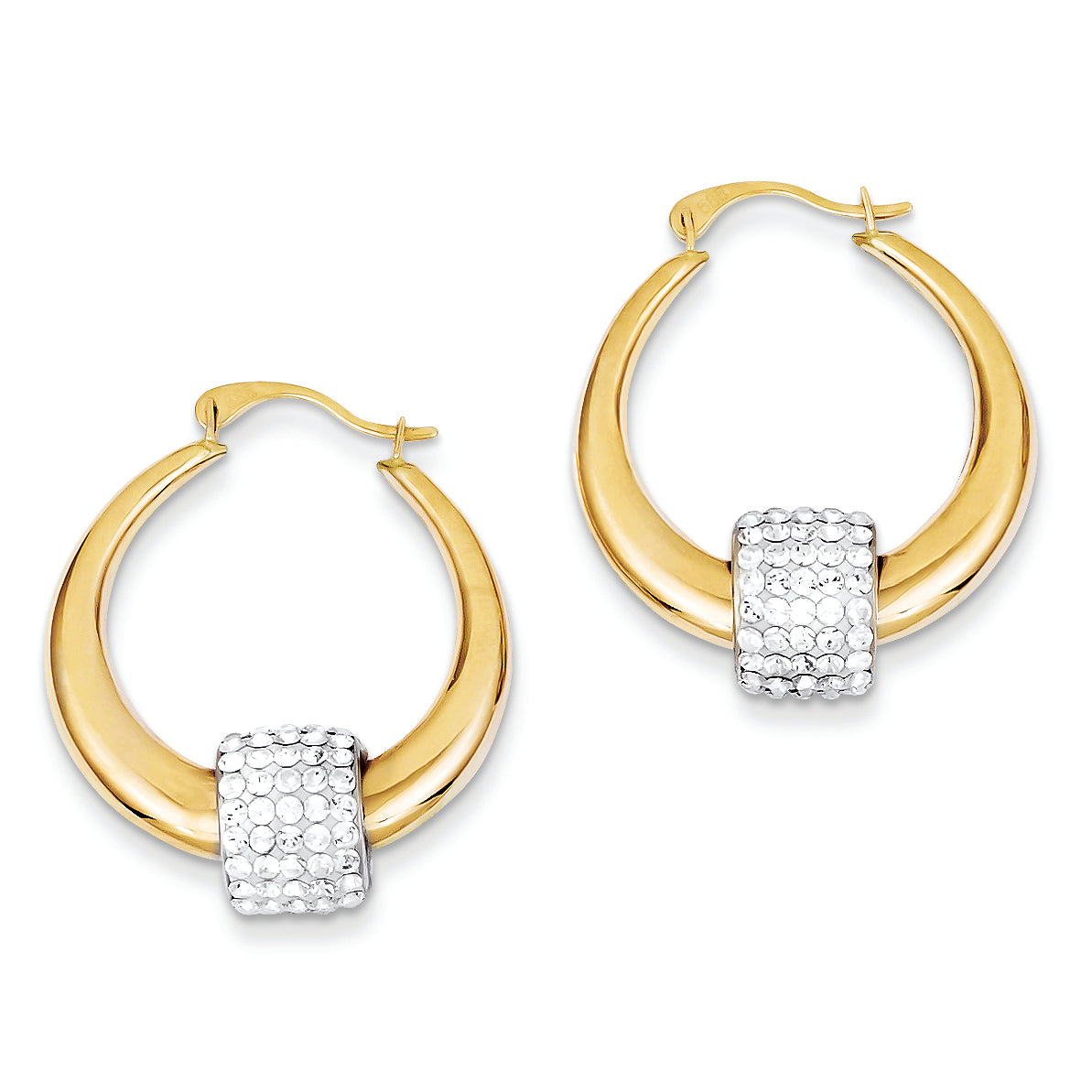 14K Gold Swarovski Elements Removeable Enhancer on Hoop Earrings