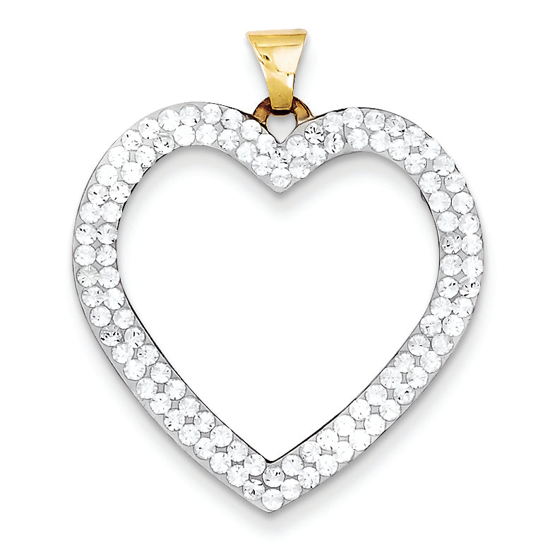 14K Gold Swarovski Elements Reversible Open Heart Pendant
