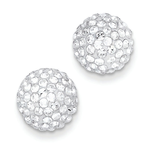 14K Gold 10mm Disco Ball Crystal Stud Earrings