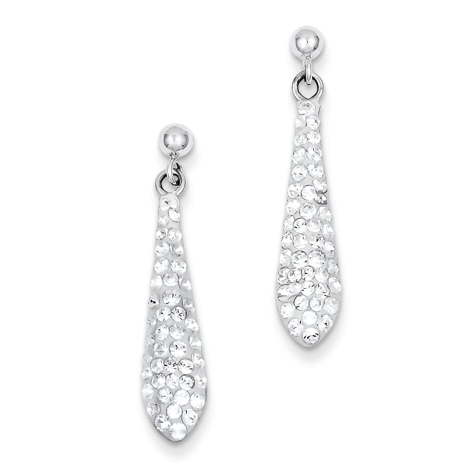 14K White Gold Crystal Drop Earrings