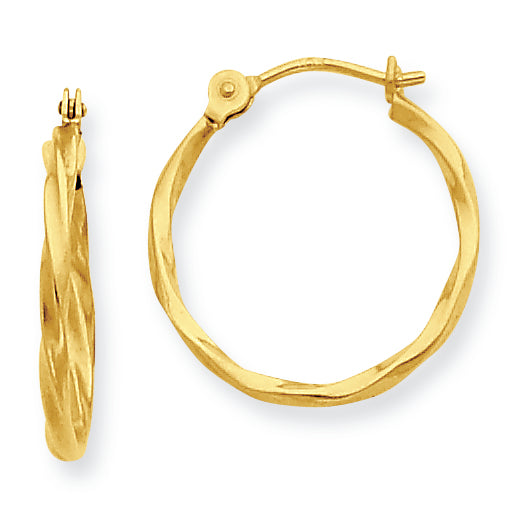 14K Gold Twist Hoop Earrings