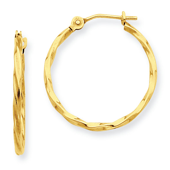 14K Gold Twist Hoop Earrings