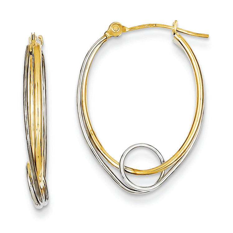 14K Gold Two-tone Hoop Earrings
