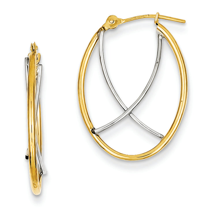 14K Gold Two-tone Hoop Earrings