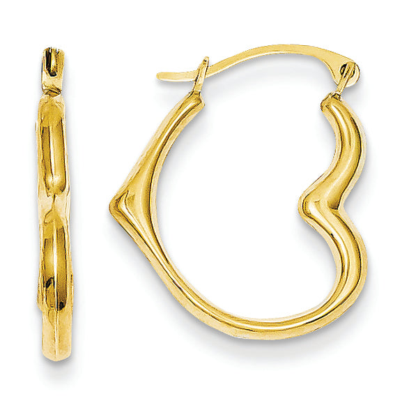 14K Gold Heart Hoop Earrings