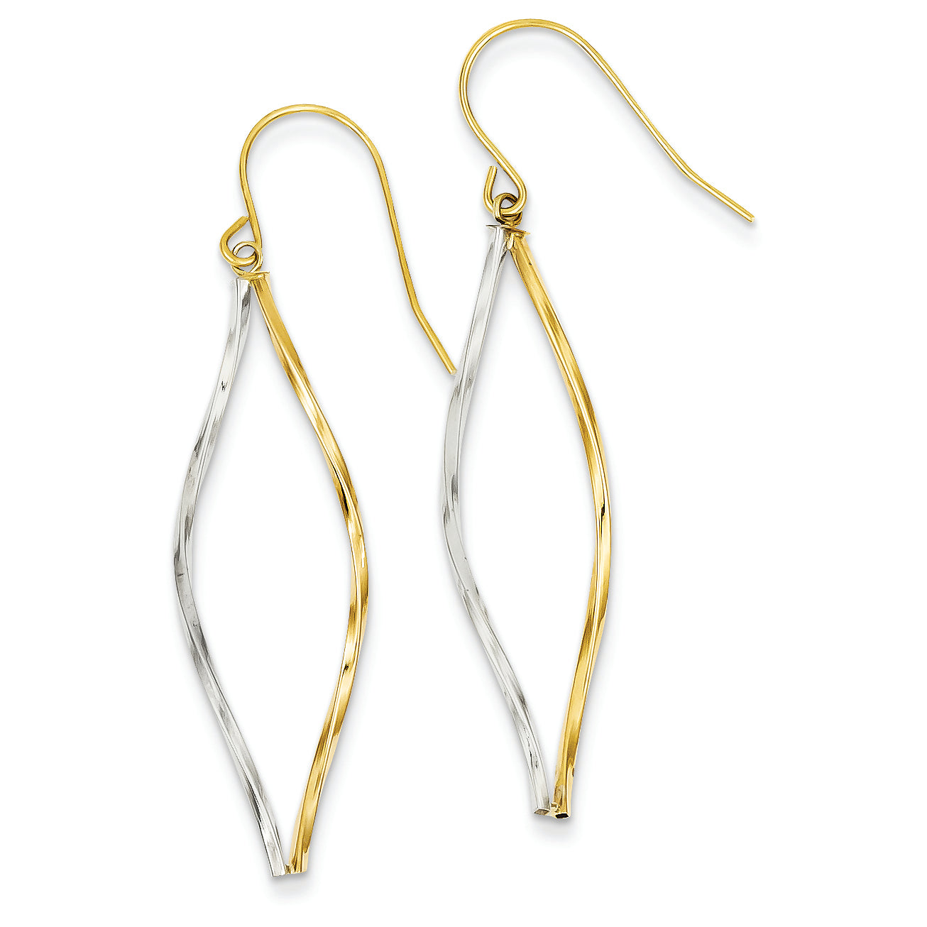 14K Gold Two-tone Twist Dangle Earrings