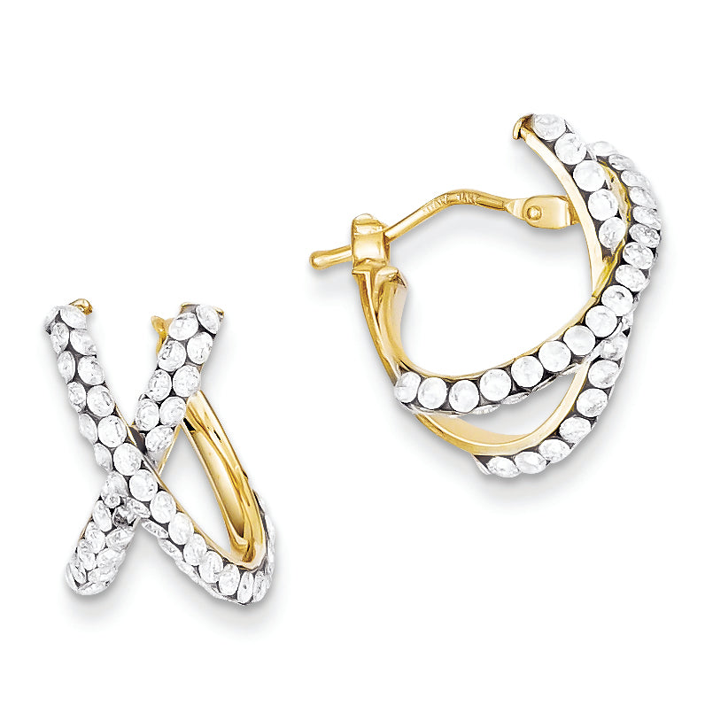 14K Gold Swarovski Elements Hoop Earrings
