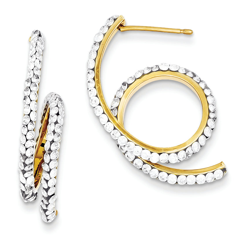 14K Gold Swarovski Elements Twirled Post Earrings