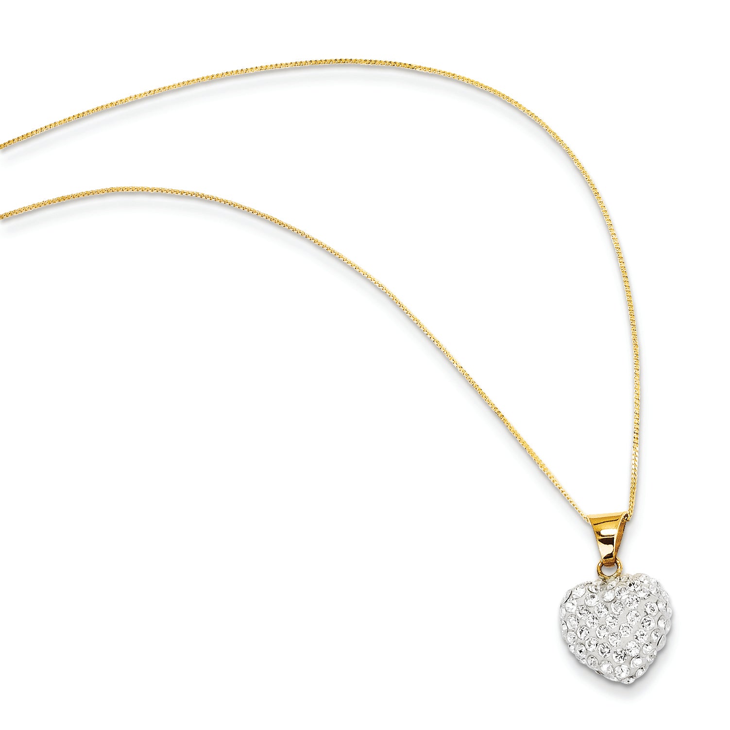 14K Gold White Swarovski Elements Heart Pendant Necklace