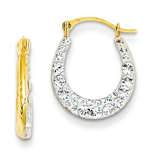 14K Gold Crystal Twist Reversible Hoop Earrings