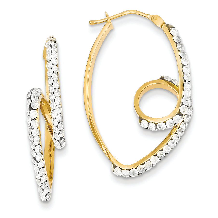 14K Gold Swarovski Elements Hoop Earrings