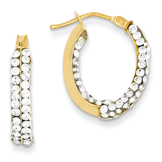 14K Gold Swarovski Elements Hoop Earrings